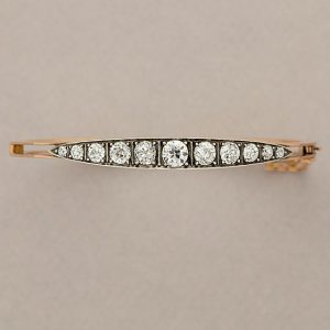 Victorian Antique 3cts Old Cut Diamond Bangle Bracelet