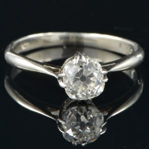 Art Deco G VVS 1.10ct Old Cut Diamond Solitaire Engagement Ring
