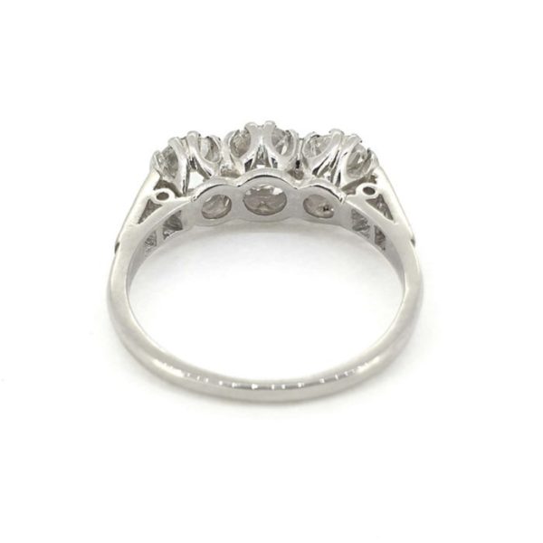 Old Cut Diamond Three Stone Engagement Ring in Platinum, 1.80 carat total