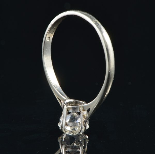 Antique Art Deco G VVS 1.10ct Old Mine Cut Diamond Solitaire Engagement Ring in 18ct White Gold