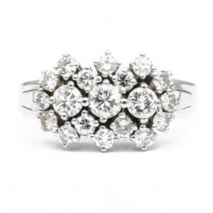 Vintage 1960s Diamond Cluster Dress Ring, 1.25 carat total