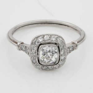 0.60ct Cushion Cut Diamond Cluster Engagement Ring