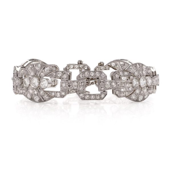Art Deco diamond bracelet, panel antique platinum 10 carats