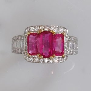 Certified Natural No Heat 1.88ct Ruby and Diamond Cluster Ring