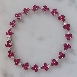 Ruby Cluster and Diamond Bracelet, 11.71 carats