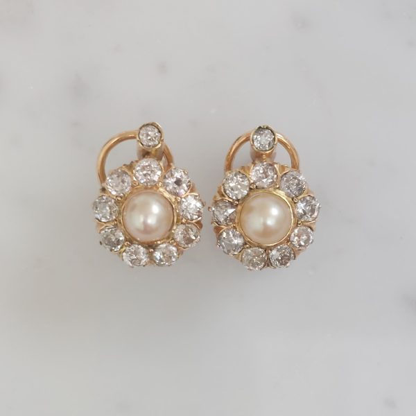 Antique pearl and diamond earrings