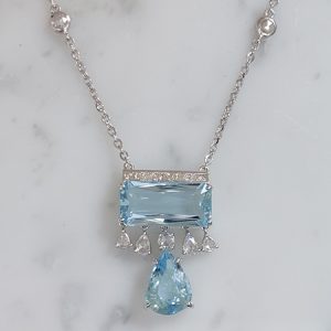 Contemporary Aquamarine and Diamond Pendant, 9.95 carats