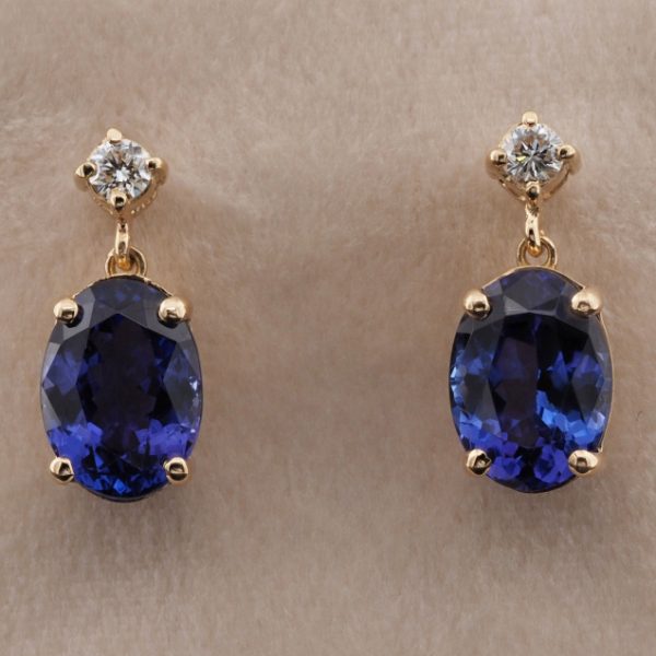 7.50ct Oval Tanzanite and Diamond Drop Earrings