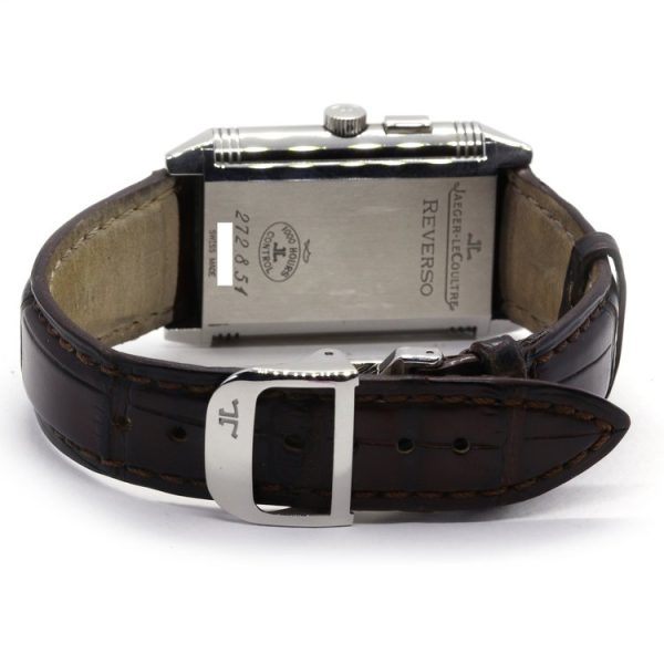 Jaeger LeCoultre Reverso Grande Taille Duoface Night and Day Manual Winding Watch, brown leather strap