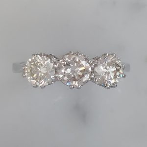 Diamond Three Stone Engagement Ring in Platinum, 1.70 carats total