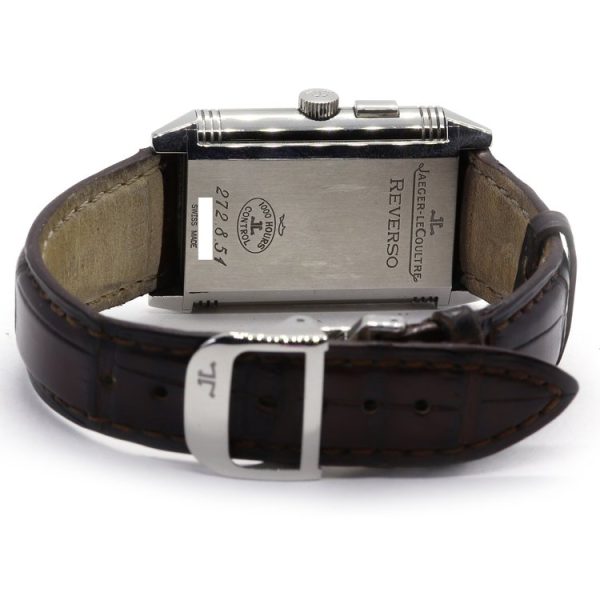 Jaeger LeCoultre Reverso Grande Taille Duoface Night and Day Manual Winding Watch, brown leather strap