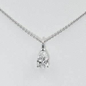 0.75ct Pear Cut Diamond Solitaire Pendant with Chain