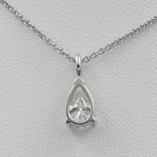 0.75ct Pear Cut Diamond Solitaire Pendant with Chain