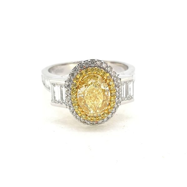 1.50ct Oval Fancy Yellow Diamond Cluster Ring in 18ct Gold