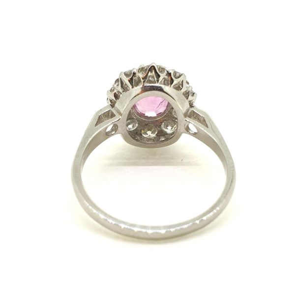 1.15ct Oval Pink Sapphire and Diamond Floral Cluster Ring