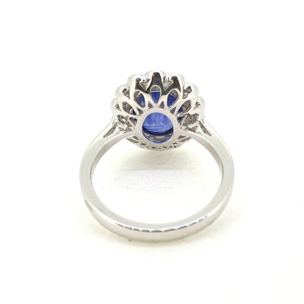 2.57ct Oval Sapphire and Diamond Floral Cluster Ring