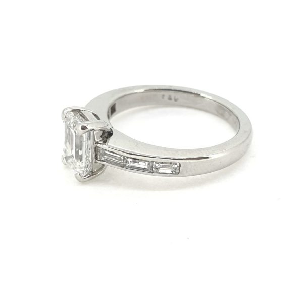 GIA Certified 1.03ct Emerald Cut Diamond Solitaire Engagement Ring in Platinum