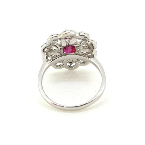 Certified Natural No Heat 1.17ct Ruby and Diamond Cluster Dress Ring
