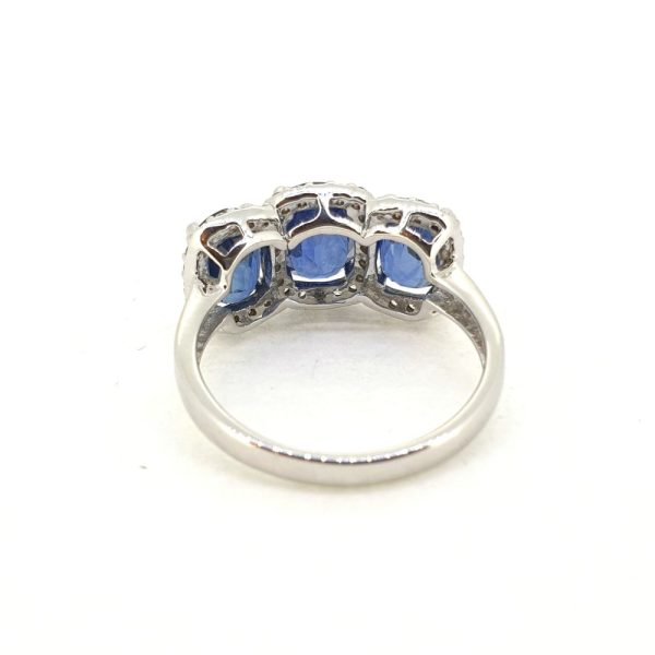 Sapphire and Diamond Three Stone Cluster Dress Ring