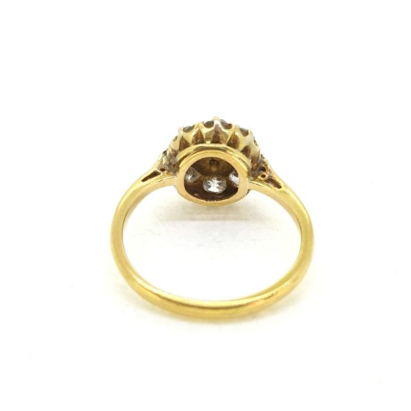 Vintage Natural Pearl and Diamond Cluster Ring in 18ct Yellow Gold