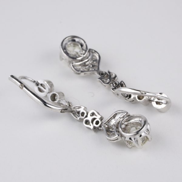 Art Deco 2.30ct Old European Cut Diamond Drop Earrings