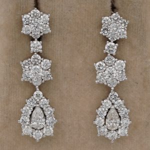 Vintage 4.90ct Diamond Cluster Drop Earrings