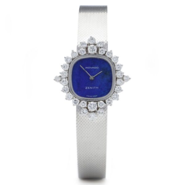 Movado Zenith 18ct White Gold Manual Watch with Lapis Lazuli and 2.14cts Diamonds
