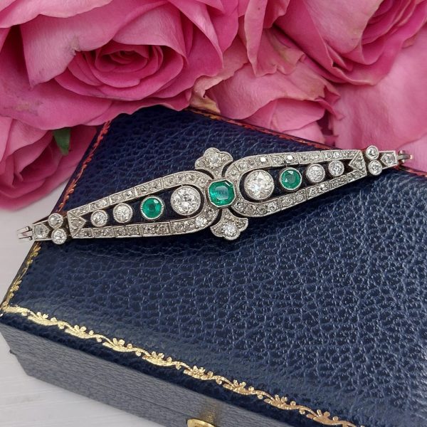 Antique Edwardian Emerald and Diamond Bracelet