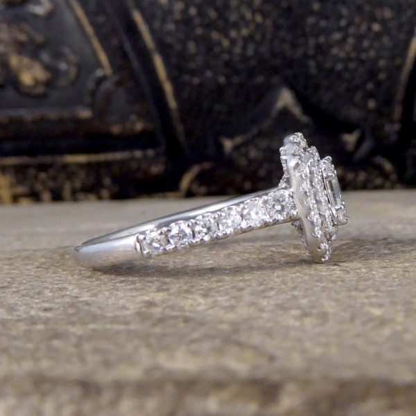 Contemporary 1.25ct Diamond Double Cluster Ring