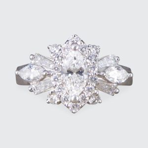 Contemporary 1ct Diamond Marquise Cluster Dress Ring