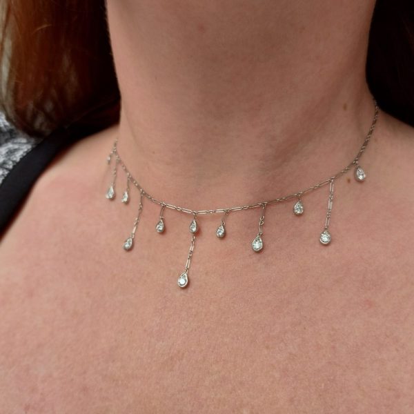 Dior Vintage Diamond Teardrop Pendant Necklace
