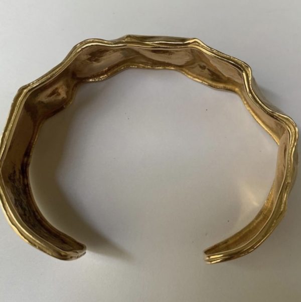 Vintage Italian Crumpled Gold Bangle Bracelet Circa 1970s