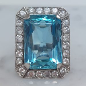 Vintage Aquamarine and Diamond Dress Ring, 20cts