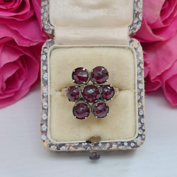 Vintage Rose Cut Garnet Dress Ring