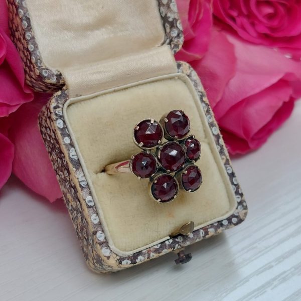 Vintage Rose Cut Garnet Dress Ring