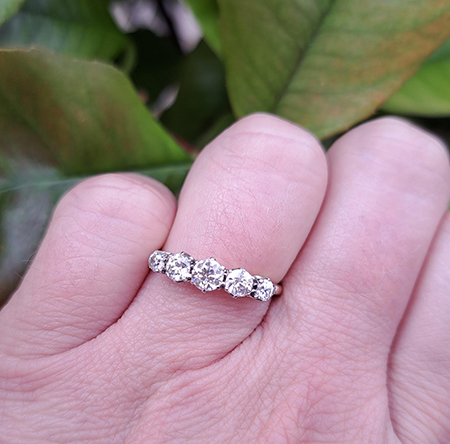 Vintage Five Stone Diamond Ring, 0.90 carats