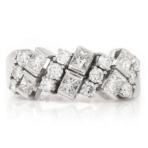 1.25ct Princess and Brilliant Diamond Half Eternity Band Ring