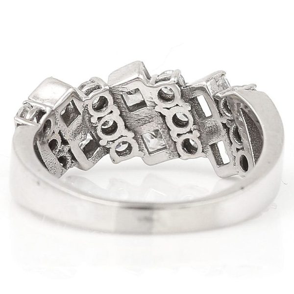 1.25ct Princess and Brilliant Diamond Half Eternity Band Ring in 18ct White Gold