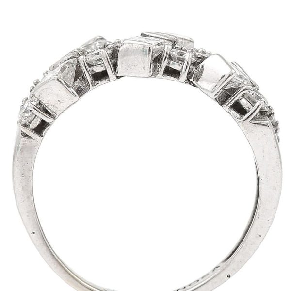 1.25ct Princess and Brilliant Diamond Half Eternity Band Ring in 18ct White Gold