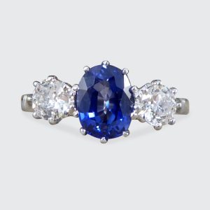 1.50ct Sapphire and Diamond Three Stone Ring