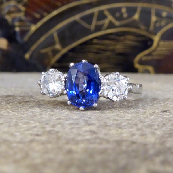 1.50ct Sapphire and Diamond Three Stone Ring