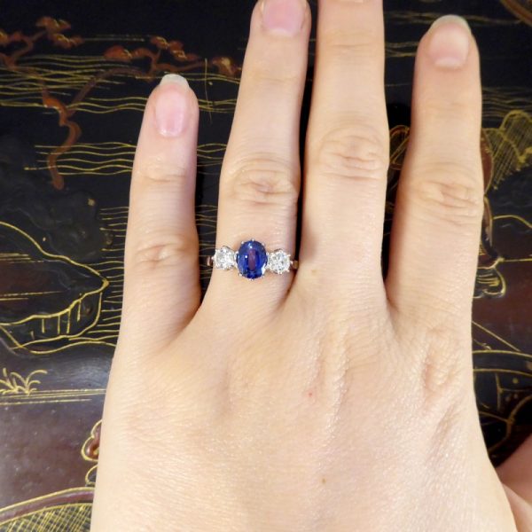 1.50ct Sapphire and Diamond Three Stone Ring