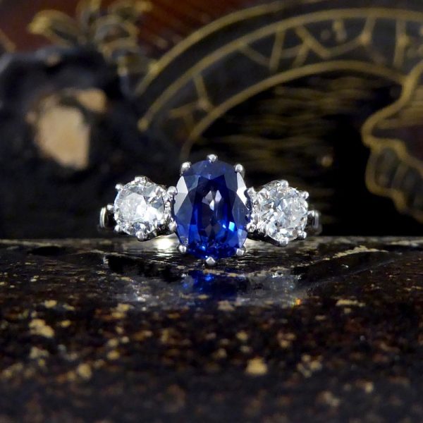 1.50ct Sapphire and Diamond Three Stone Ring