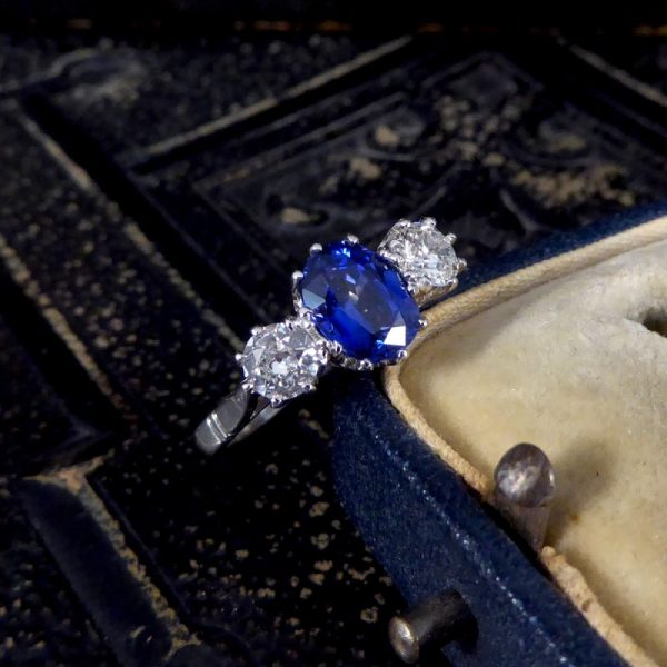 1.50ct Sapphire and Diamond Three Stone Ring