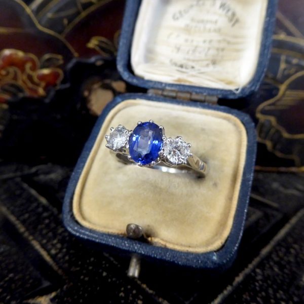 1.50ct Sapphire and Diamond Three Stone Ring