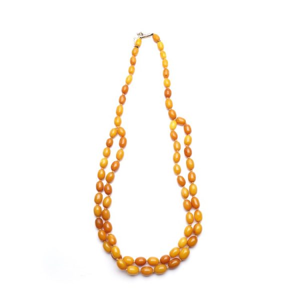 Vintage Two Strand Natural Baltic Amber Bead Necklace