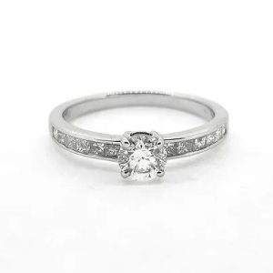 0.52ct Diamond Solitaire Ring with Princess Cut Shoulders
