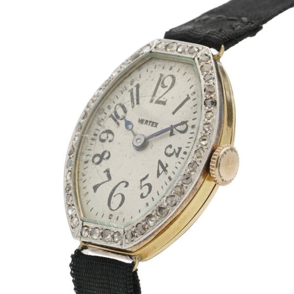 Antique Art Deco Vertex 18ct Gold Manual Watch with Diamonds, Circa 1919