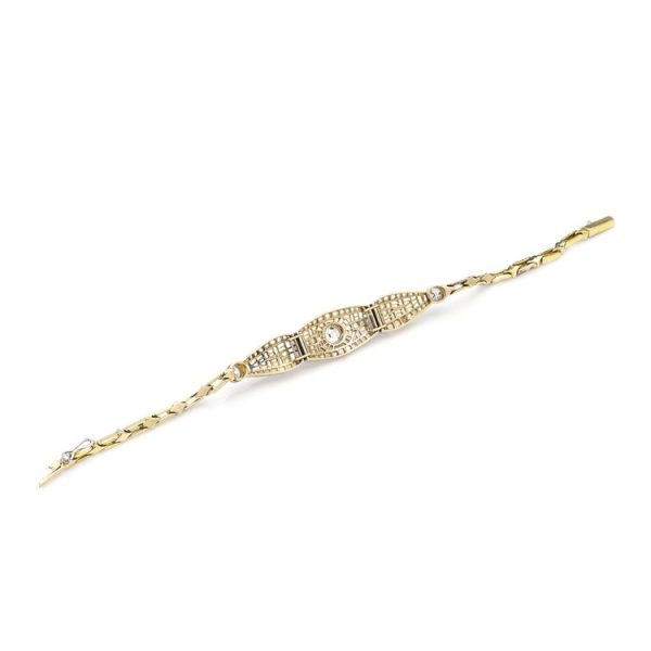 Edwardian Antique 1.35ct Old Cut Diamond Bracelet in Platinum upon 14ct Yellow Gold