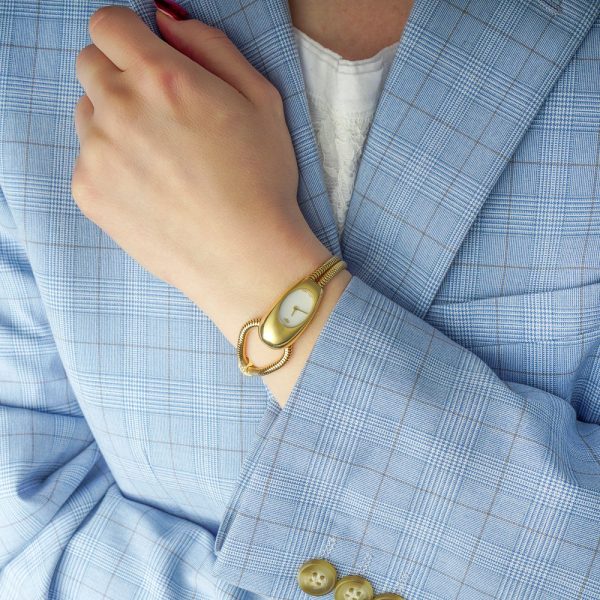 Vintage Van Cleef and Arpels Cadenas Serti 18ct Yellow Gold Watch with Diamonds in Van Cleef & Arpels travel pouch, Circa 1990s